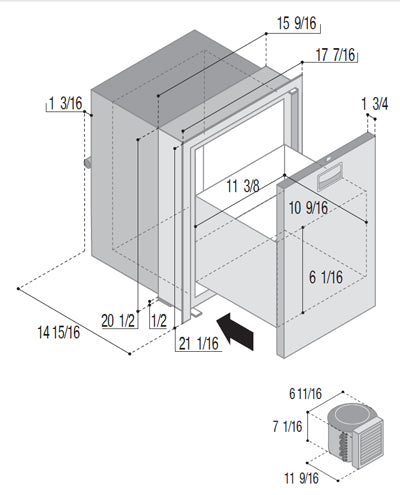 DW42RXP4-F - Vitrifrigo Stainless Steel Single Drawer Refrigerator Flush Flange