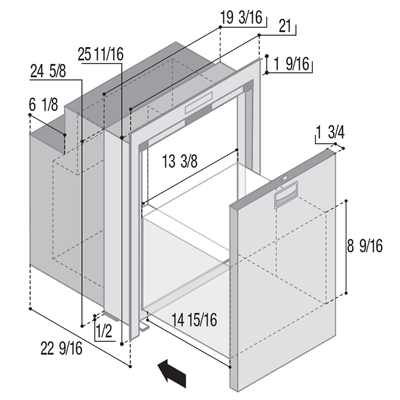 DW90IXP4X-1 - Vitrifrigo Drawer Stainless Steel Fridge Only (Internal Cooling Unit) OCX2 Model