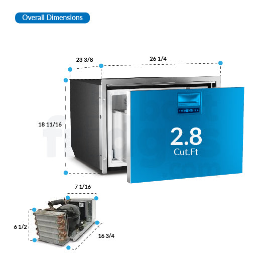 DRW70AIXD4-DF - Vitrifrigo ALL IN ONE single compartment DRW70A - Interchangeable Refrigerator or Freezer 2.8 cu. ft.