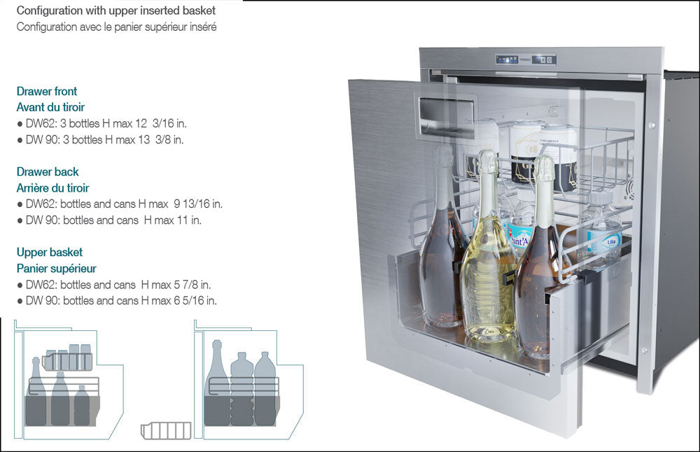 DW90IXP4XD-1 - Vitrifrigo Drawer Stainless Steel Fridge Only DRINKS Series (Internal Cooling Unit) OCX2 Model