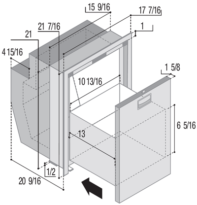 DW51IXD4X-1 - Vitrifrigo Stainless Steel Single Drawer Refrigerator w/freezer compartment (Internal Cooling Unit) OCX2 Model