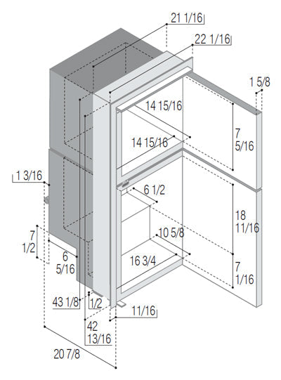 Vitrifrigo Front-Loading Black Refrigerator DP150IBD4-F-1 Surface Flange (internal cooling unit)