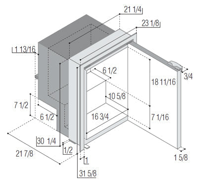 C115IBP4-F-1 - Vitrifrigo Front-Loading, Black Refrigerator Only Adjustable Flange (Internal Cooling Unit)