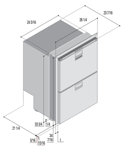 Vitrifrigo DRW180AIXD4-DF - ALL IN ONE double compartment DRW180A - Interchangeable Refrigerator or Freezer 5.1 cu.ft