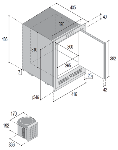 IMXRXN1X - Vitrifrigo Ice Maker - XR Hydro, Adjustable Flange, Remote Cooling OCX2 Model