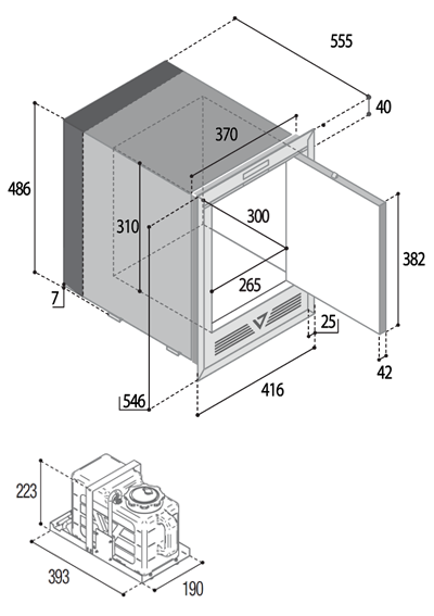 IMXTIXN1X-Z - Vitrifrigo Ice Maker - XT Refill, Adjustable Flange, Remote Water Tank OCX2 Model