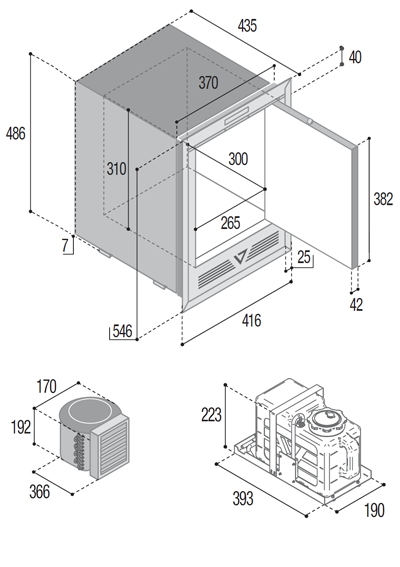 Vitrifrigo IMXRXN1X-Z Ice Maker - XR Refill, OCX2 Adjustable Flange, Remote Cooling Unit and Water Tank