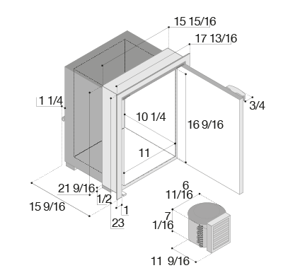 C35RBN4-F-1 - Vitrifrigo Stand-Alone Front-Loading Freezer Black, Adjustable Flange (External Cooling Unit) (Special Order)