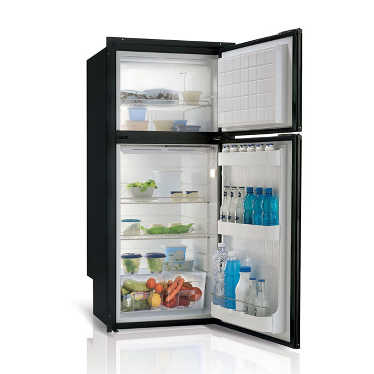 DP2600IBD3-F-1 - Vitrifrigo Front-Loading, Double Door Black Refrigerator w/Freezer Flush Flange (Internal Cooling Unit) - DC ONLY