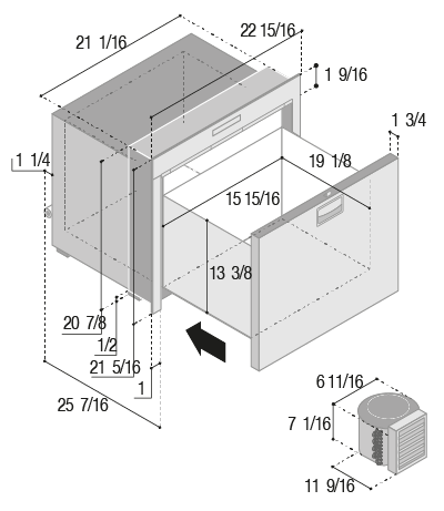 DW100RXN4-EX-1 - Vitrifrigo Stainless Steel Single Drawer Freezer (External Cooling Unit) OCX2 Model