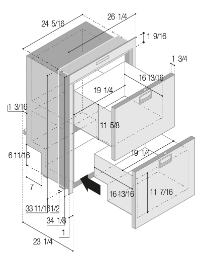 DW180IXP4-EX-1 - Vitrifrigo Stainless Steel Double Drawer Refrigerator (Internal Cooling Unit) OCX2 Model