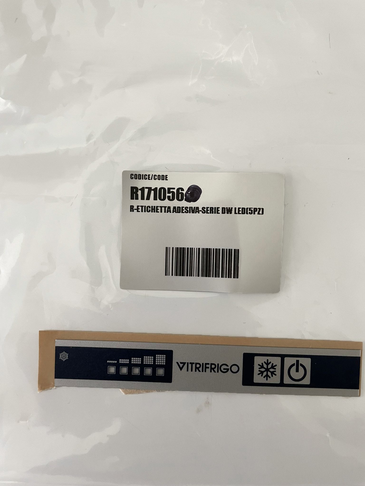 R171056 - Vitrifrigo Thermostat Membrane Sticker, Control Panel, Drawer Models Current  ALL DW models buttons are together right of lights